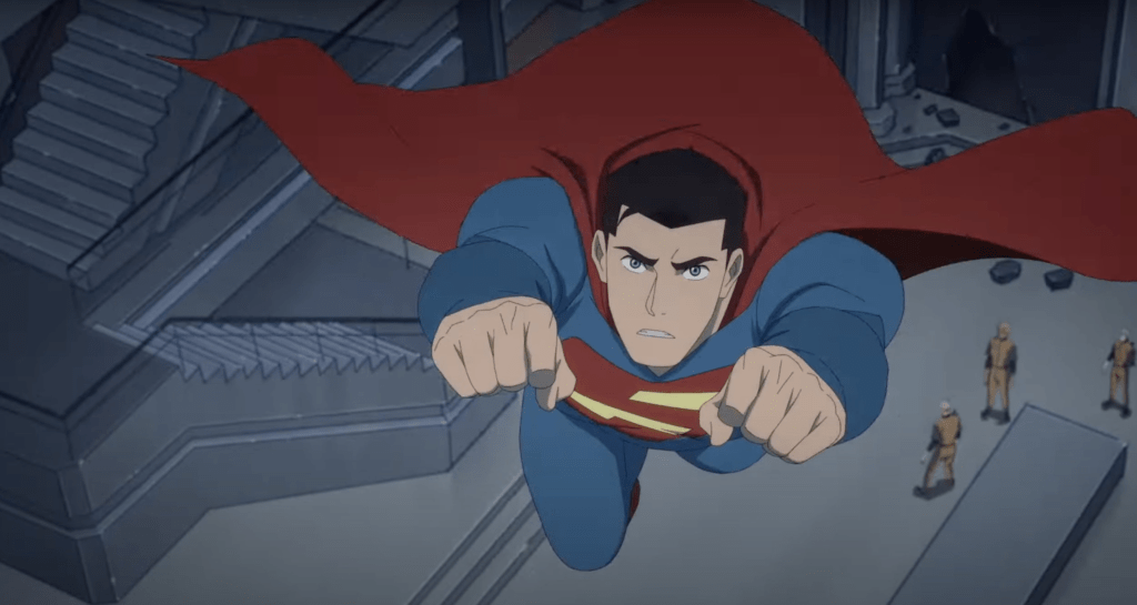 Superman voando dentro de um prédio em  Minhas Aventuras com o Superman
