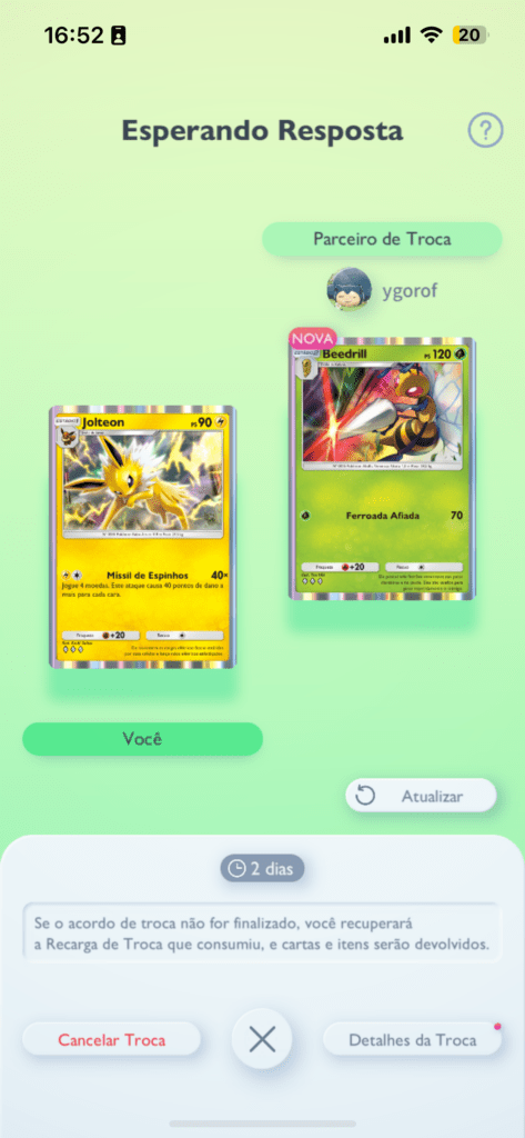 Pokémon TCG Pocket Proposta de Troca