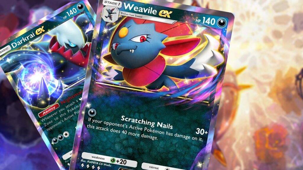 Pokémon TCG Pocket Embate do Tempo e Espaço Space Time Smackdown Weavile Darkrai